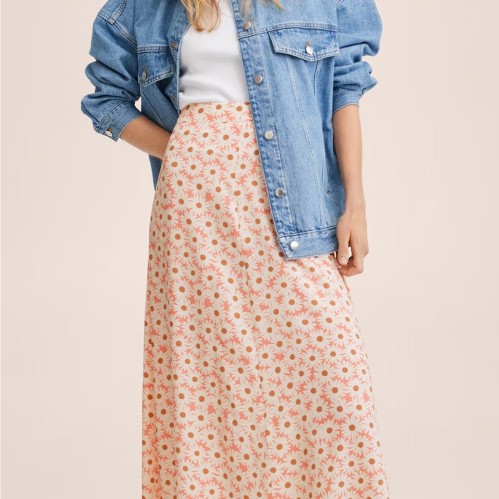 Mango floral Midi A-Line Skirt